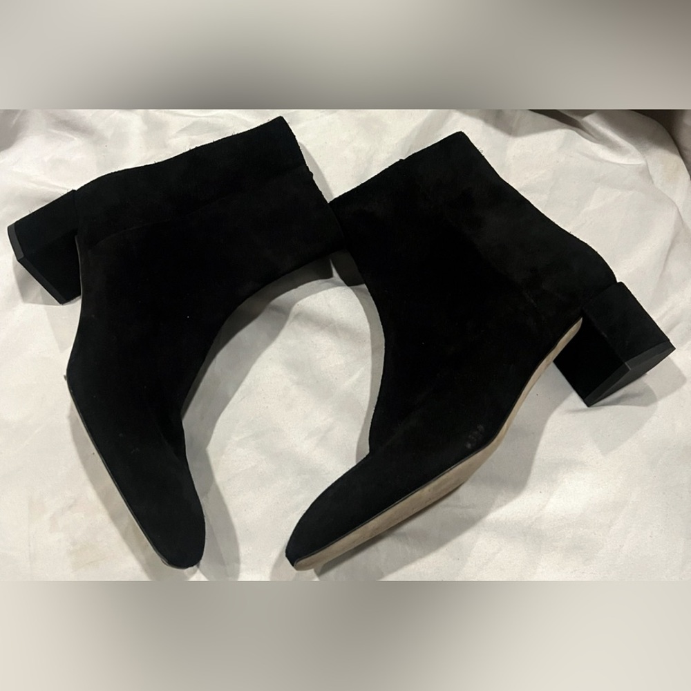 AEYDE BLACK SUEDE ANKLE BOOTIES ZIP BLOCK HEEL NEW EU 40 US 9 $495 - Picture 6 of 11